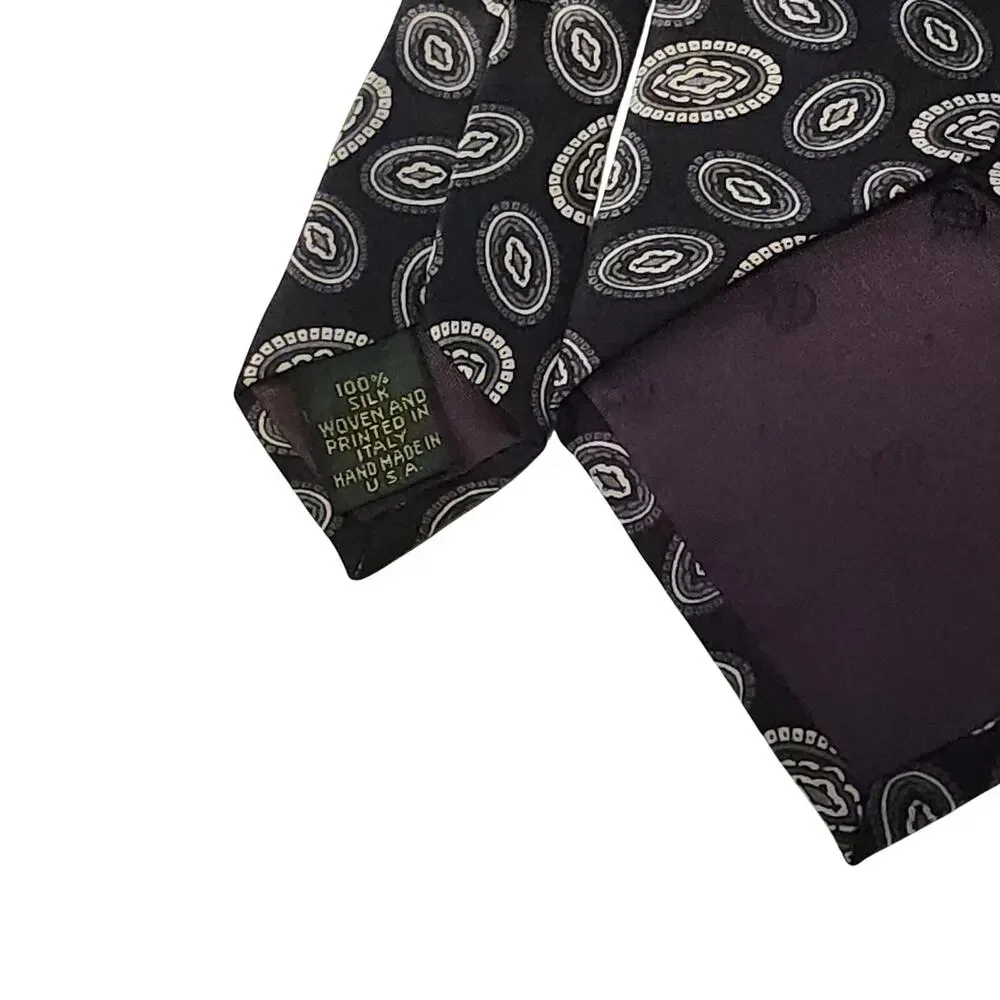 Club Room Silk Tie Mens Blue Geometric Oval Pattern Classic Necktie Handmade USA